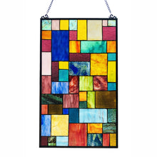 Load image into Gallery viewer, RADIANCE goods Geometric Stained Glass Window Panel 25&quot;x15&quot;
