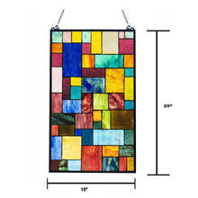 Load image into Gallery viewer, RADIANCE goods Geometric Stained Glass Window Panel 25&quot;x15&quot;
