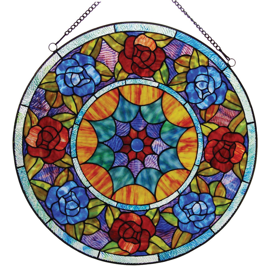 RADIANCE goods Roses Stained Glass Window Panel 22