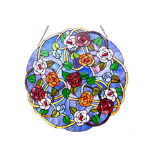 Load image into Gallery viewer, RADIANCE goods Roses Stained Glass Window Panel 24&quot;x24&quot;
