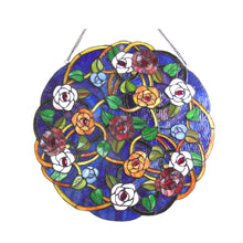 Load image into Gallery viewer, RADIANCE goods Roses Stained Glass Window Panel 24&quot;x24&quot;
