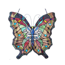 Load image into Gallery viewer, RADIANCE goods Butterfly Stained Glass Window Panel 22&quot;x22&quot;

