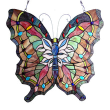 Load image into Gallery viewer, RADIANCE goods Butterfly Stained Glass Window Panel 22&quot;x22&quot;
