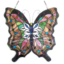 Load image into Gallery viewer, RADIANCE goods Butterfly Stained Glass Window Panel 22&quot;x22&quot;
