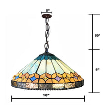 Load image into Gallery viewer, RADIANCE goods Mission Stained Glass Ceiling Pendant 18&quot; Height
