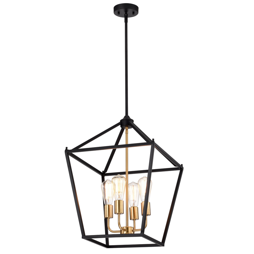 RADIANCE goods Industrial 4 Light Black Inverted Ceiling Pendant 16