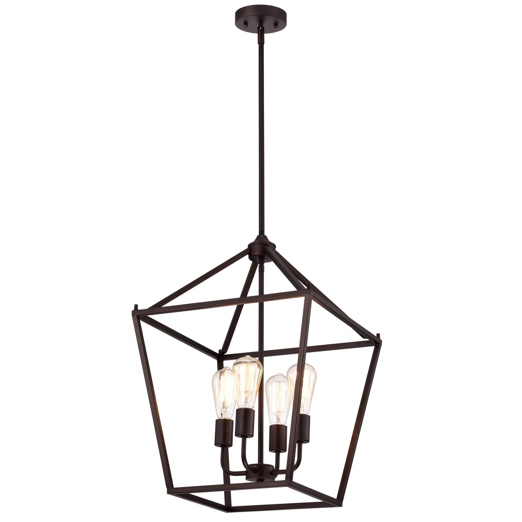 RADIANCE goods Industrial 4 Light Bronze Inverted Ceiling Pendant 16