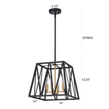 Load image into Gallery viewer, RADIANCE goods Industrial 4 Light Black Inverted Ceiling Pendant 14&quot; Wide
