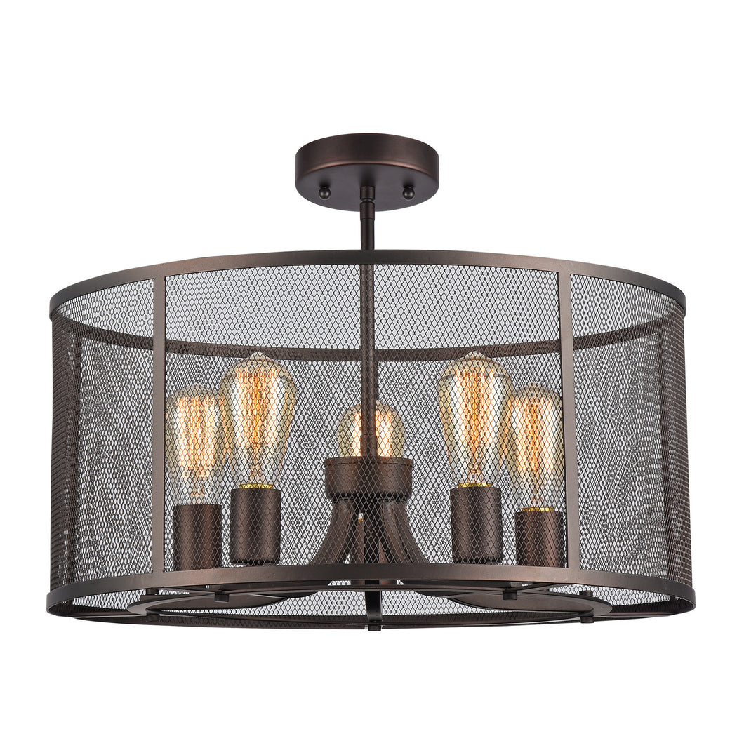 RADIANCE goods Industrial 5 Light Rubbed Bronze Semi-flush 20