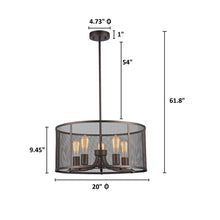 Load image into Gallery viewer, RADIANCE goods Industrial 5 Light Rubbed Bronze Semi-flush 20&quot; Wide
