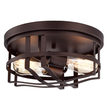 Load image into Gallery viewer, RADIANCE goods Industrial 2 Light Oil Rubbed Bronze Ceiling Flush Fixture 12&quot; Wide
