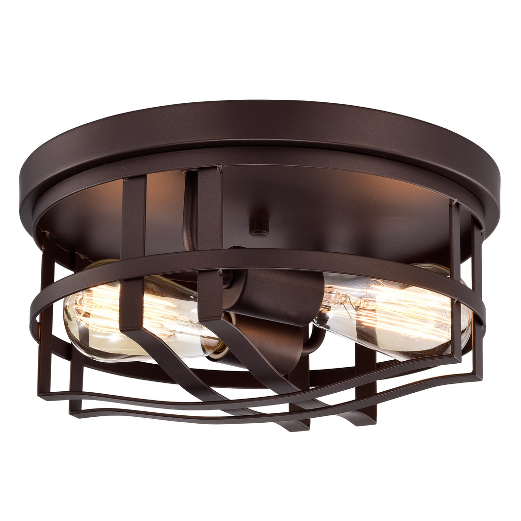 RADIANCE goods Industrial 2 Light Oil Rubbed Bronze Ceiling Flush Fixture 12