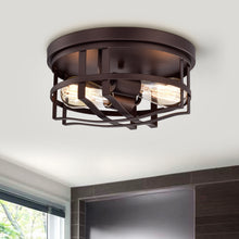 Load image into Gallery viewer, RADIANCE goods Industrial 2 Light Oil Rubbed Bronze Ceiling Flush Fixture 12&quot; Wide
