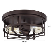 Load image into Gallery viewer, RADIANCE goods Industrial 2 Light Oil Rubbed Bronze Ceiling Flush Fixture 12&quot; Wide
