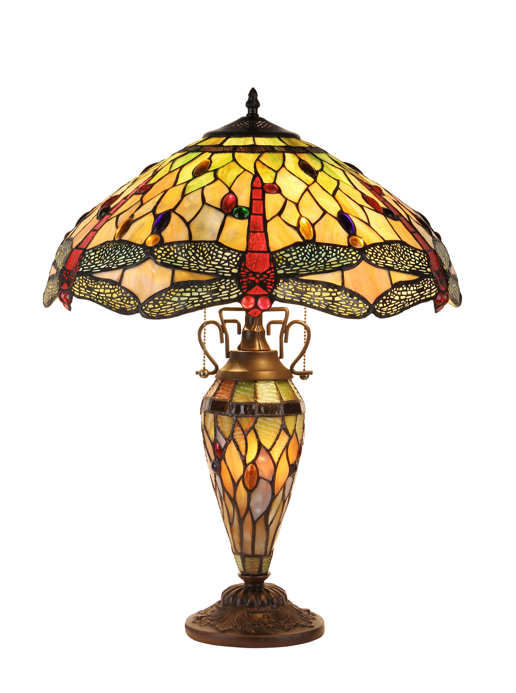 RADIANCE goods Dragonfly-Style 3 Light Double Lit Table Lamp 19