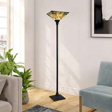 Load image into Gallery viewer, RADIANCE goods Mission-Style Blackish Bronze 1-Light Torchiere Floor Lamp 14&quot; Shade
