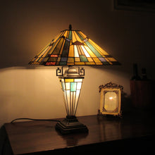 Load image into Gallery viewer, RADIANCE goods Tiffany-Style 3 Light Mission Double Lit Table Lamp 16&quot; Shade

