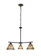 Load image into Gallery viewer, RADIANCE goods Mission Tiffany-style Blackish Bronze 3 Light Mini Chandelier 27&quot; Wide
