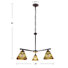 Load image into Gallery viewer, RADIANCE goods Mission Tiffany-style Blackish Bronze 3 Light Mini Chandelier 27&quot; Wide
