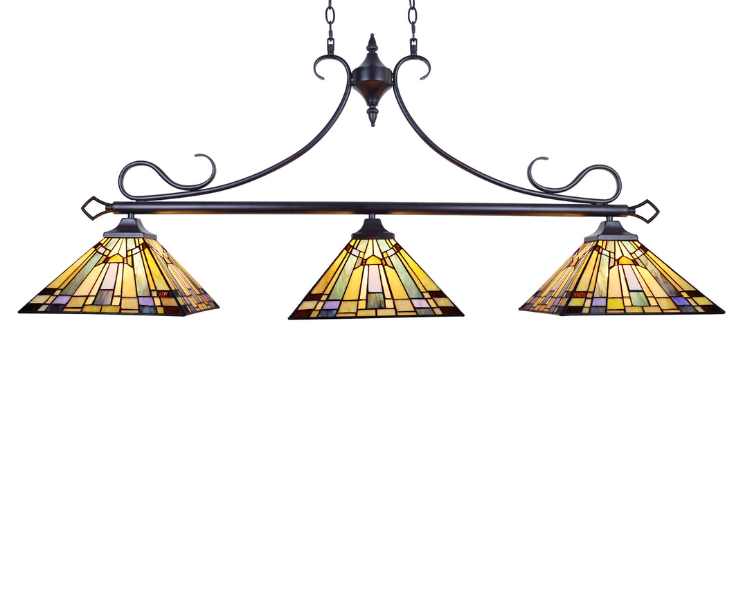 RADIANCE goods Mission Tiffany-style Blackish Bronze 3 Light Island Pendant 47