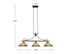 Load image into Gallery viewer, RADIANCE goods Mission Tiffany-style Blackish Bronze 3 Light Island Pendant 47&quot; Wide
