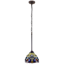 Load image into Gallery viewer, RADIANCE goods Victorian Tiffany-style Dark Bronze 1 Light Mini-Pendant 8&quot; Wide
