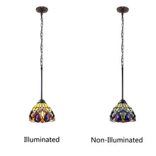 Load image into Gallery viewer, RADIANCE goods Victorian Tiffany-style Dark Bronze 1 Light Mini-Pendant 8&quot; Wide
