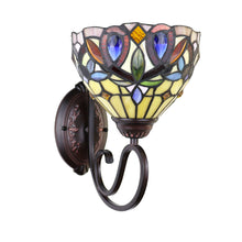 Load image into Gallery viewer, RADIANCE goods Victorian Tiffany-Style Dark Bronze 1 Light Wall Sconce 8&quot; Wide
