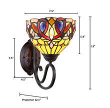 Load image into Gallery viewer, RADIANCE goods Victorian Tiffany-Style Dark Bronze 1 Light Wall Sconce 8&quot; Wide
