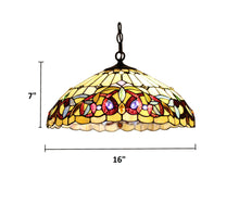 Load image into Gallery viewer, RADIANCE goods Victorian Tiffany-style Dark Bronze 2 Light Pendant 16&quot; Wide
