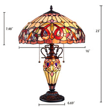 Load image into Gallery viewer, RADIANCE goods Tiffany-style Dark Bronze 3 Light Double Lit Table Lamp 16&quot; Shade
