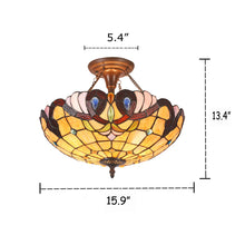 Load image into Gallery viewer, RADIANCE goods Tiffany 2 Light Victorian Semi-Flush Ceiling Mount 16&quot; Wide
