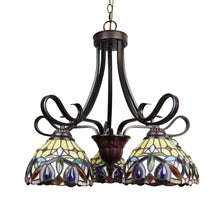 Load image into Gallery viewer, RADIANCE goods Victorian Tiffany-Style Dark Bronze 5 Light Large Chandelier 25&quot; Wide
