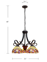 Load image into Gallery viewer, RADIANCE goods Victorian Tiffany-Style Dark Bronze 5 Light Large Chandelier 25&quot; Wide
