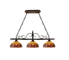 Load image into Gallery viewer, RADIANCE goods Victorian Tiffany-Style Dark Bronze 3 Light Island Pendant 45&quot; Wide
