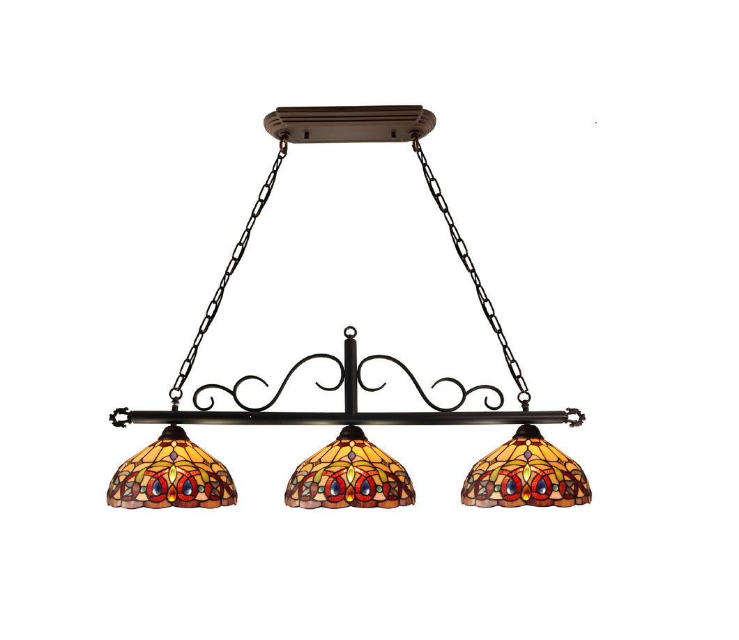 RADIANCE goods Victorian Tiffany-Style Dark Bronze 3 Light Island Pendant 45