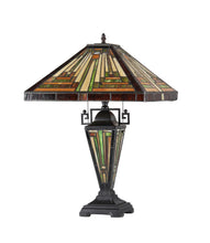 Load image into Gallery viewer, RADIANCE goods Tiffany-Style 3 Light Mission Double Lit Table Lamp 16&quot; Shade
