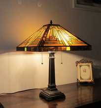 Load image into Gallery viewer, RADIANCE goods Tiffany-Style 2 Light Mission Table Lamp 16&quot; Shade
