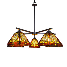 Load image into Gallery viewer, RADIANCE goods Mission Tiffany-Style Blackish Bronze 5 Light Large Chandelier 30&quot; Wide
