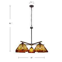 Load image into Gallery viewer, RADIANCE goods Mission Tiffany-Style Blackish Bronze 5 Light Large Chandelier 30&quot; Wide
