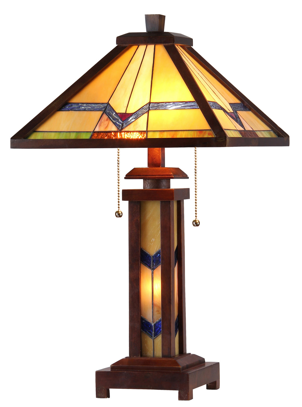 RADIANCE goods Mission-Style 3 Light Double Lit Wooden Table Lamp 15