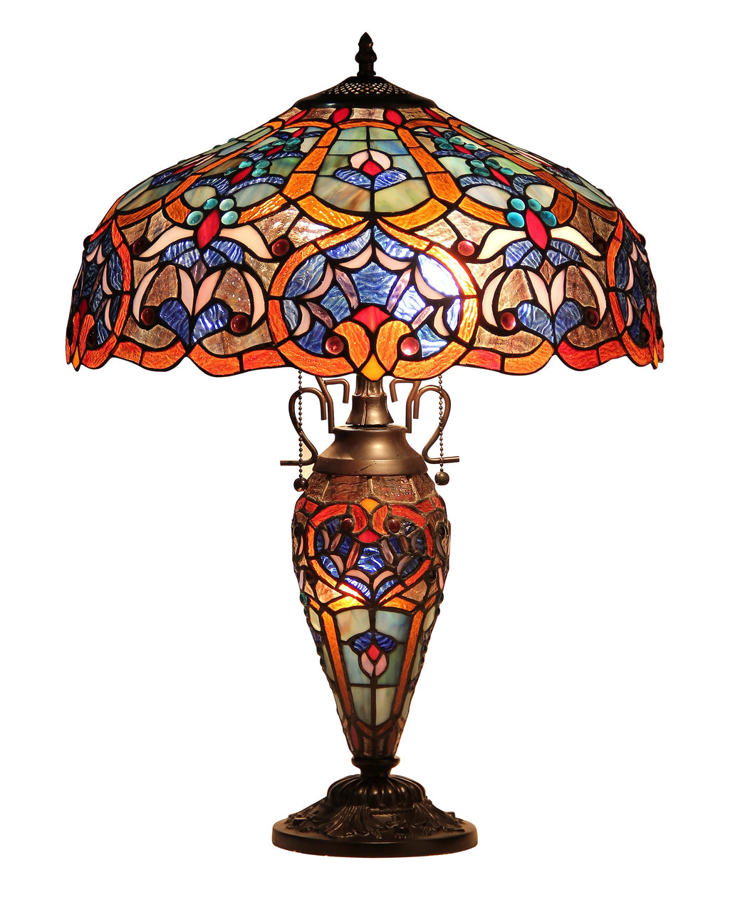 RADIANCE goods Tiffany-Style 3 Light Victorian Double Lit Table Lamp 18