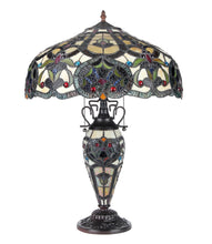 Load image into Gallery viewer, RADIANCE goods Tiffany-Style 3 Light Victorian Double Lit Table Lamp 18&quot; Shade
