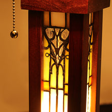 Load image into Gallery viewer, RADIANCE goods Mission-Style 3 Light Double Lit Wooden Table Lamp 15&quot; Shade
