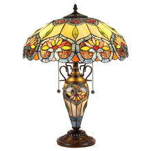 Load image into Gallery viewer, RADIANCE goods Tiffany-Style 3 Light Floral Double Lit Table Lamp 16&quot; Shade
