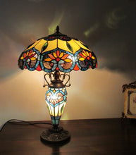 Load image into Gallery viewer, RADIANCE goods Tiffany-Style 3 Light Floral Double Lit Table Lamp 16&quot; Shade
