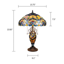 Load image into Gallery viewer, RADIANCE goods Tiffany-Style 3 Light Floral Double Lit Table Lamp 16&quot; Shade

