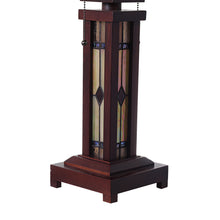Load image into Gallery viewer, RADIANCE goods Mission-Style 3 Light Double Lit Wooden Table Lamp 15&quot; Shade
