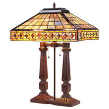 Load image into Gallery viewer, RADIANCE goods Tiffany-Style 2 Light Mission Table Lamp 16&quot; Shade
