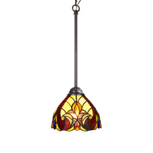 Load image into Gallery viewer, RADIANCE goods Victorian Tiffany-Syle Dark Bronze 1 Light Mini Pendant 8&quot; Wide
